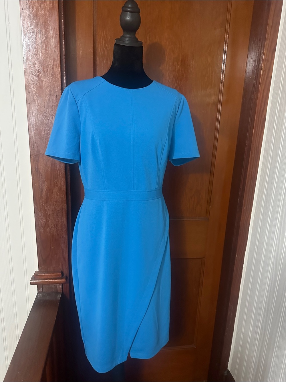 Maggy London Bright Blue Short-Sleeve Midi Sheath Dress